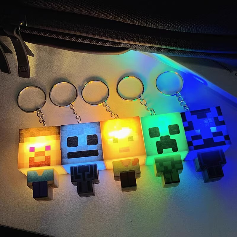 Minecraft Movie Toy Glowing Doll Night Light Keychain Gift Toy Pendant Same Style as Xiaohongshu