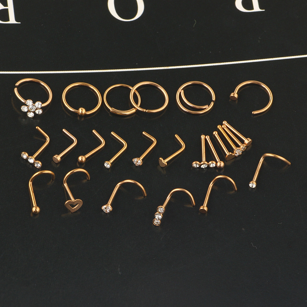 Amazon New Combination Nose Nail Set - 24 Piece Stainless Steel Nose Ring Jewelry Set detail image 8