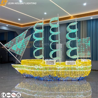 定制3D智能帆船造型灯节日户外景观灯低压防水点控圣诞图案灯