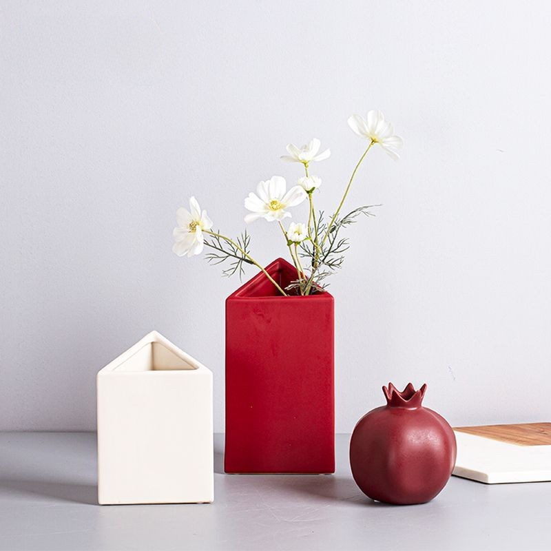 Arte nórdico florero geométrico Morandi cerámica creativa simple modelo pasillo escritorio decoración del hogar adornos