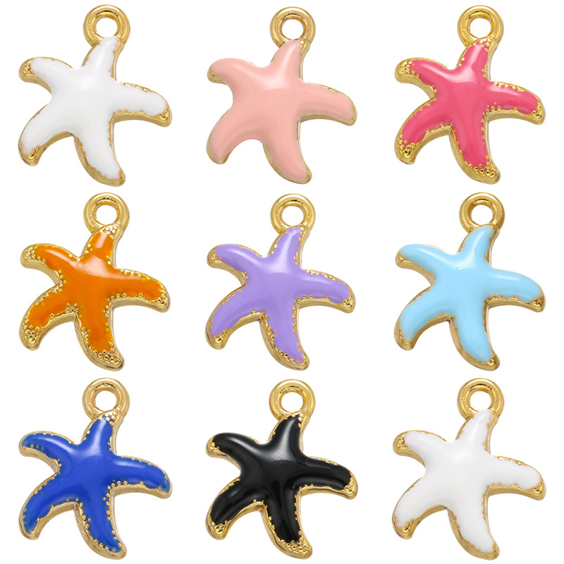 Color Drop Oil Starfish Small Pendant Five-pointed Star Diy Jewelry display picture 1