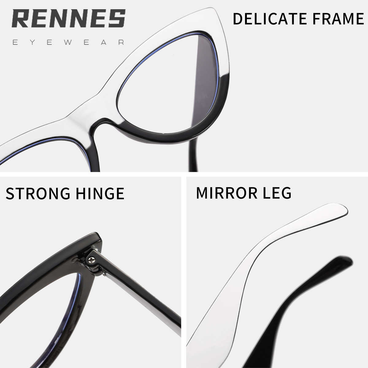 2024 nuevo europeo y americano retro ojo de gato contraste color anti-azul gafas de luz moda de las mujeres todo-fósforo miopía gafas de Marco