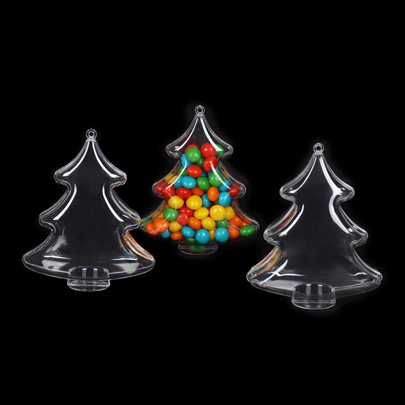 Nuevo creativo árbol de Navidad dulces caja de embalaje plástico transparente árbol de Navidad mini decoración de Navidad colgante al por mayor