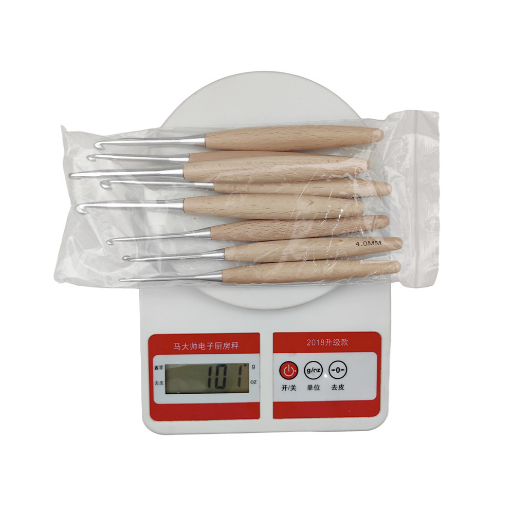 Herramienta de tejido, aguja de suéter, nuevo mango grande, ganchillo de madera, juego de 8 bolsas de plástico