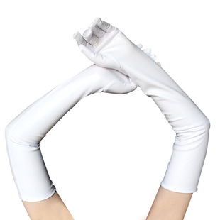 Sexy Patent Leather Gloves Long Cosplay Clothes Accessories Black Tight Gloves Ds Pole Dance Performance Gloves Men