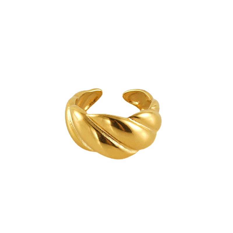 Moda transfronteriza de acero inoxidable 18k oro anillo geométrico femenino de acero de titanio personalidad de moda abierto anillo ajustable femenino