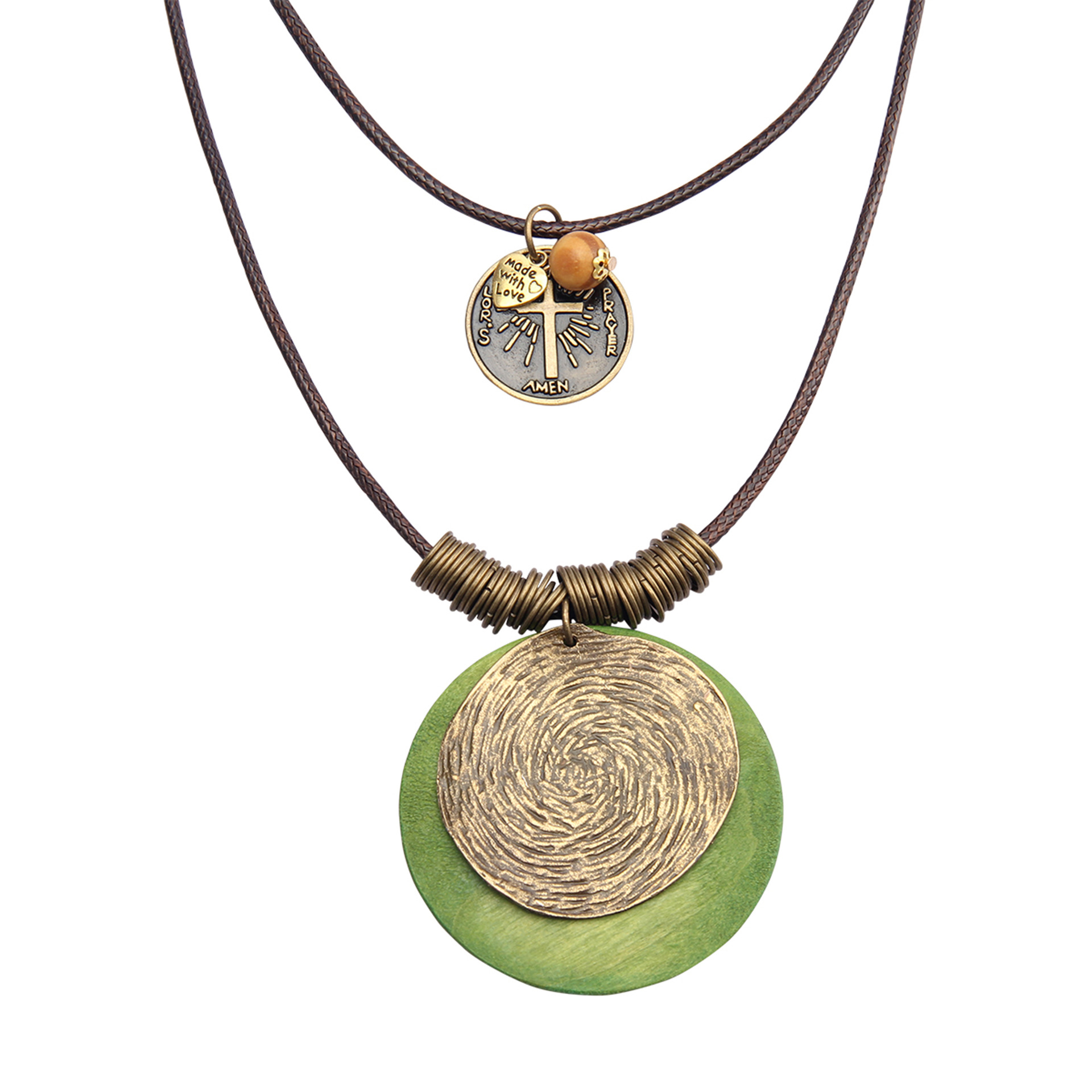 Collar largo de cera multinivel estilo étnico con accesorios de madera para mujer, regalo de cumpleaños, mayorista