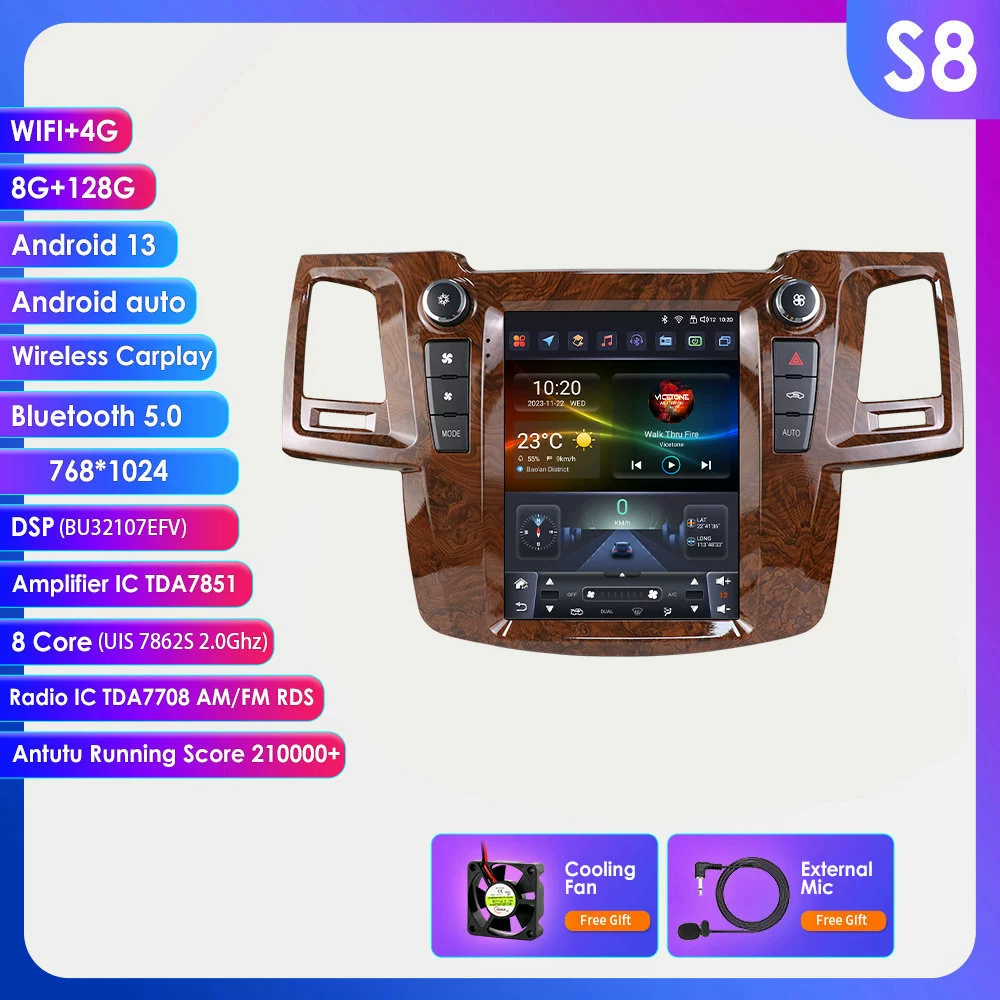 9.7 дюйма, подходит для Toyota Fortuner 2005–2014, вертикальный экран, Android большая экранная автомобильная навигация GPS