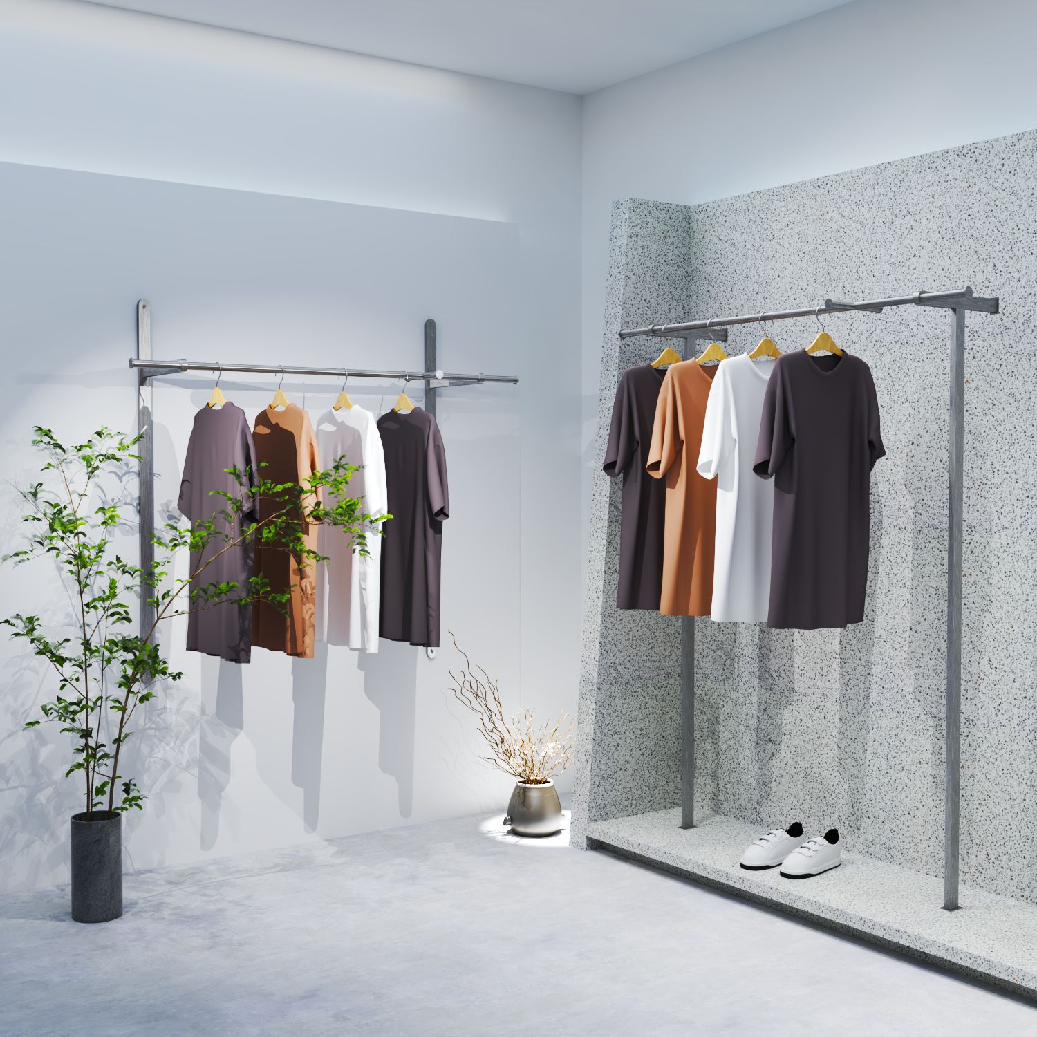 Tienda de ropa estante de exhibición profesional tipo piso estante de isla simple estante de carga de hombres y mujeres estante de exhibición de ropa de acero inoxidable