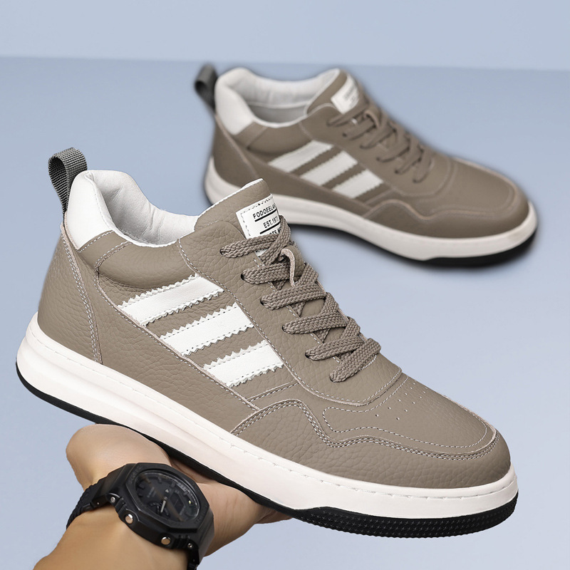 Invierno de cuero de vaca nuevo alto algodón zapatos de hombre zapatos deportivos casuales de cuero más terciopelo calentamiento zapatos de hombre