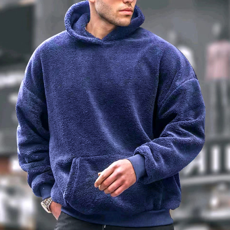 Herren Winter Kapuzenpullover Aus Flanell Mit Lammwolle Gefüttert_voghion.com
