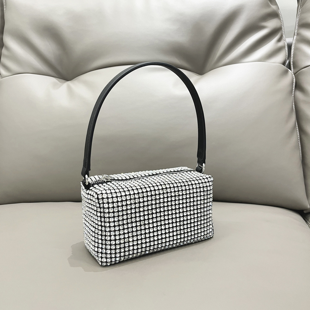 Rhinestone Top Handle Bag Sparkling Crystal Mini Shoulder Purse_voghion.com