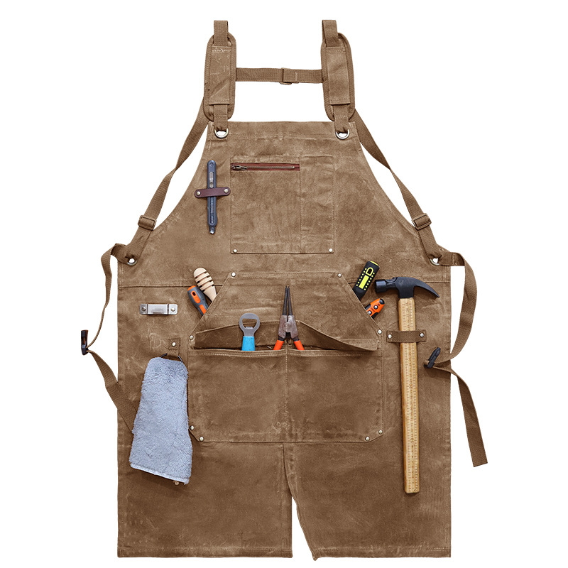 Transfronterizo Amazon delantal lienzo de cera al por mayor herramientas de distribución al por mayor electricista delantal de carpintería al por mayor personalizado