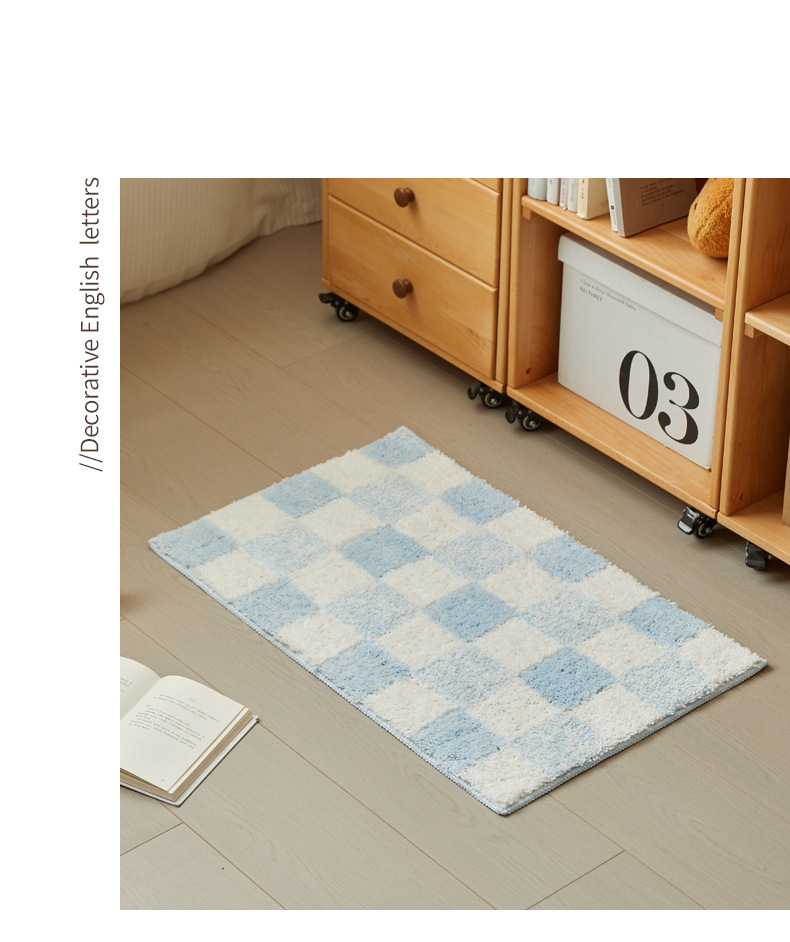 Checkerboard Bath Mat Non-slip Absorbent Washroom Rug For Home_voghion.com