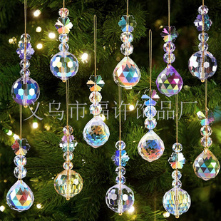 12 pct christmas crystal ball multicolor pendant prism glass ball decoration christmas tree party wedding home decoration
