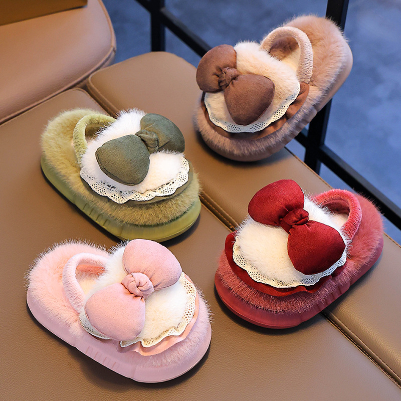 2024 nuevos zapatillas de algodón de invierno para niños niñas calentadas con pelusa EVA elástica antideslizante zapatos de algodón bebé