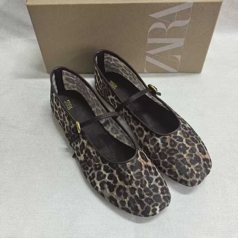 ZA women's Mary Jane flats with soft soles, 2026 summer new collection, featuring a hollowed-out leopard print design, soft soles, round toe, and a mesh woven upper ZA women's Mary Jane flats with soft soles, 2026 summer new collection, featuring a hollowed-out leopard print design, soft soles, round toe, and a mesh woven upper