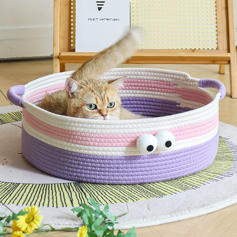 Плетеное гнездо для кошек с большими глазами и милыми гнездами для домашних животных