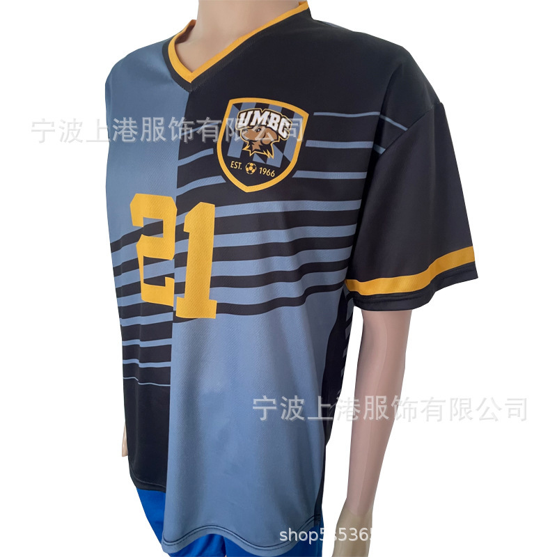 Polyester 140g V-neck short sleeve T-shirt full version sublimation jersey loose football T-shirt design logo