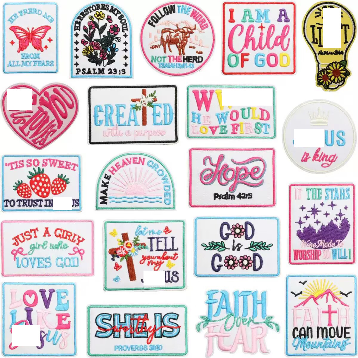 神的旨意刺绣布贴包包装饰圣金补丁贴耶苏英文字母绣花章信仰章仔