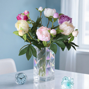 European-Style Mini Bedside Artificial Peony Flower Wedding Home Soft Decoration Flower Arrangement Fresh Display Floral Artificial Peony