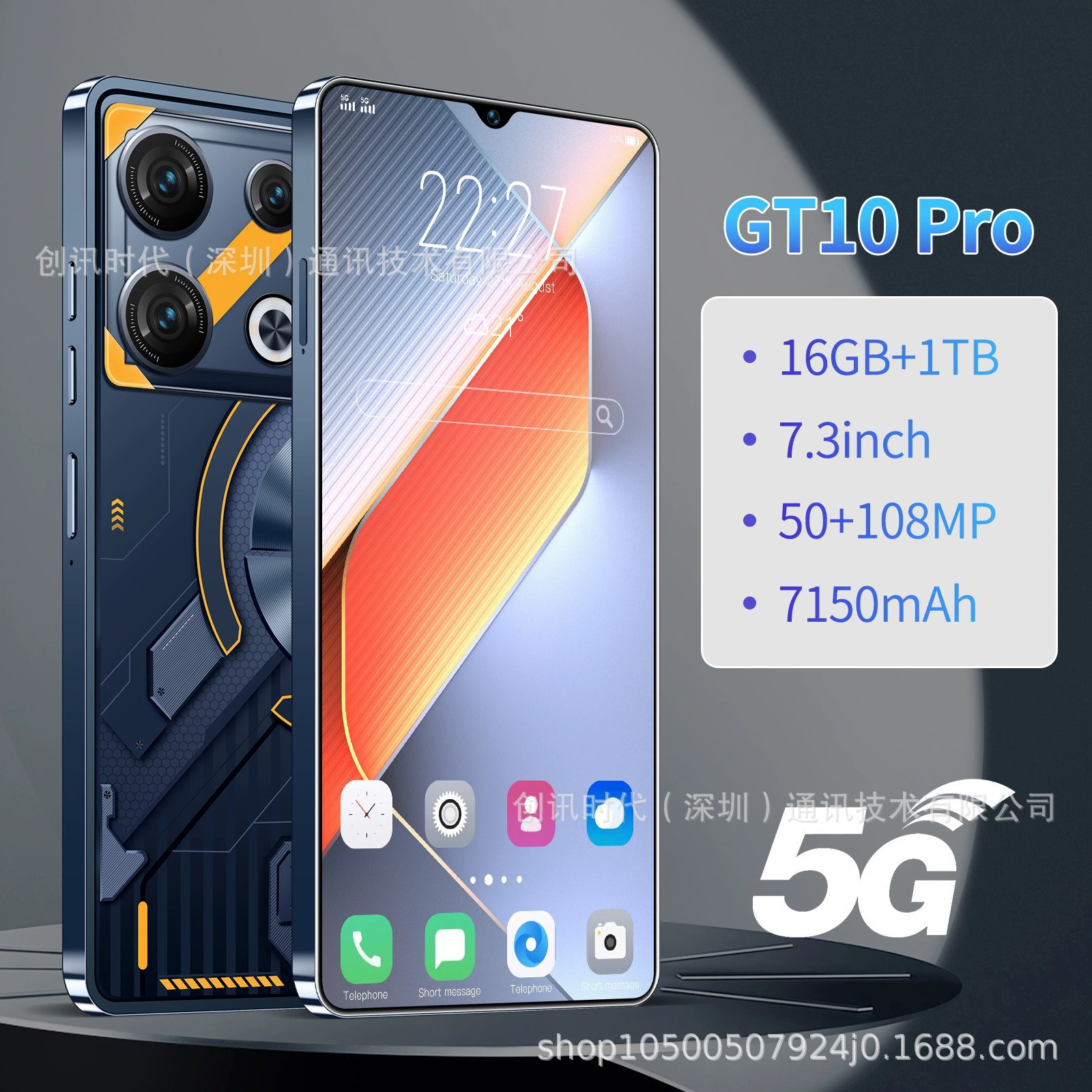 Мобильный телефон и умные часы Pro, Android 3G, 16 ГБ памяти, Dual SIM, черный или белый