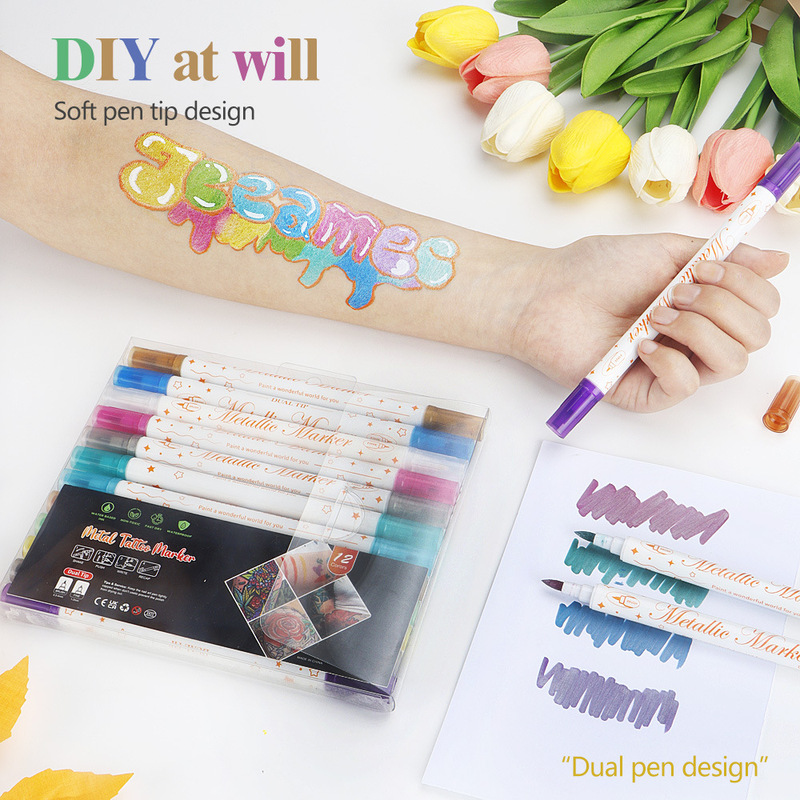 Double-Ended Body Painting Pen Washable Tattoo Body Face Makeup Painting Pen 12-Color Acrylic Watercolor Painting Pen Double-Ended Body Painting Pen Washable Tattoo Body Face Makeup Painting Pen 12-Color Acrylic Watercolor Painting Pen
