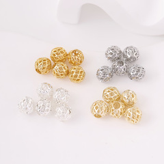 18K真金鏤空球 14k包金珠散珠鏤空網珠瓜珠手鍊隔珠diy配件D80