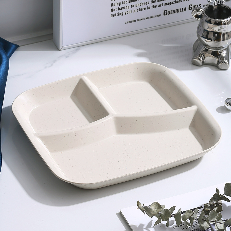 Estilo nórdico comida de una persona que reduce la grasa placa dividida de tres rejillas placa dividida placa merienda placa estudiante trabajo comida vajilla