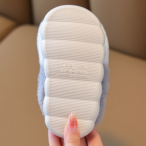 Children's Cotton Slippers for Girls, Winter Indoor Home Cute Cartoon Non-slip Warm Slippers for Boys, Kids and Babies