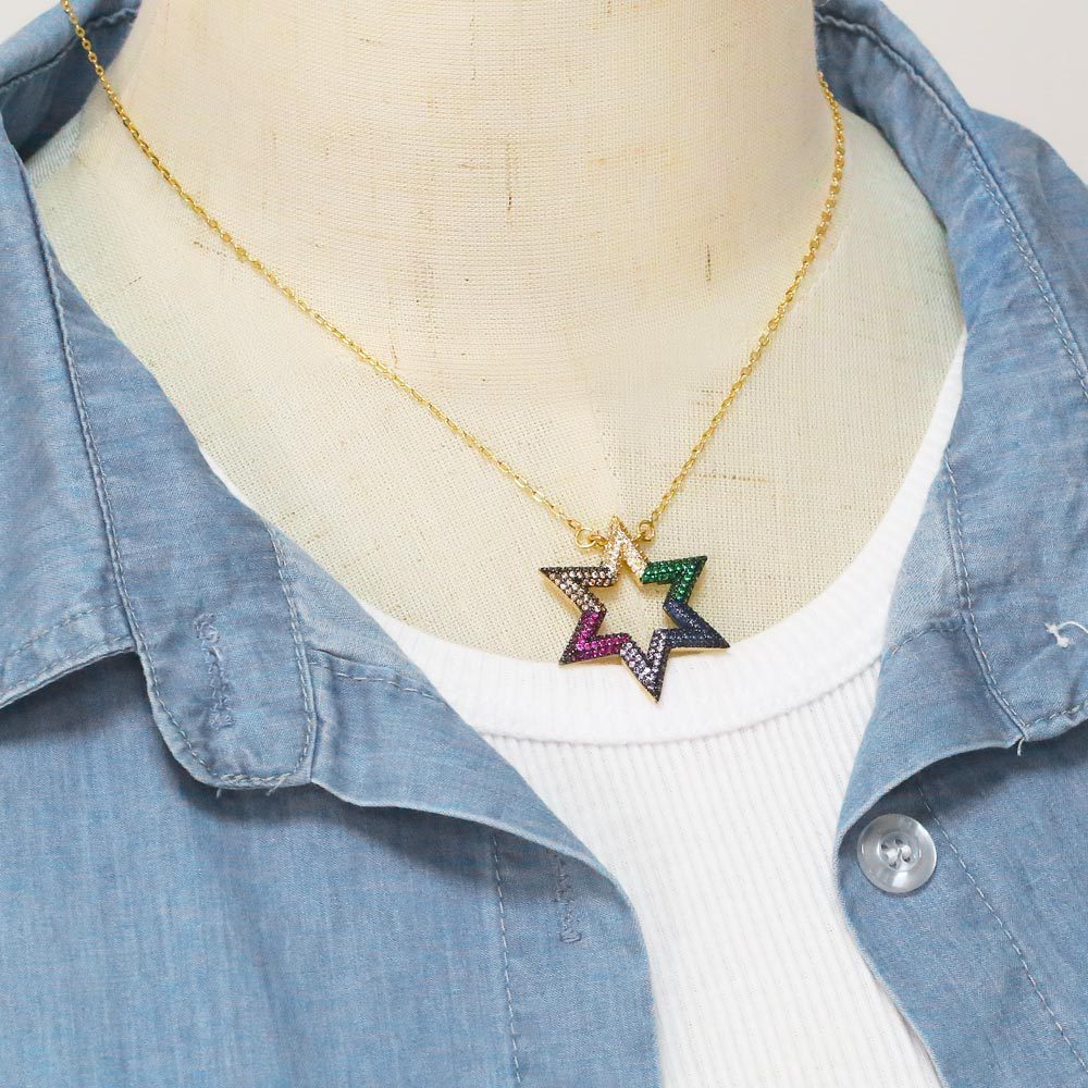 Fashion Star Copper Inlay Zircon Bracelets Necklace