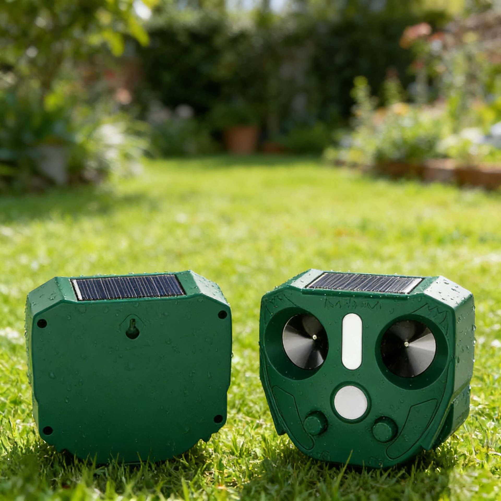 Repelente solar de animales de venta caliente transfronterizo, repelente ultrasónico de ratones para exteriores, repelente de aves con flash de inducción infrarroja