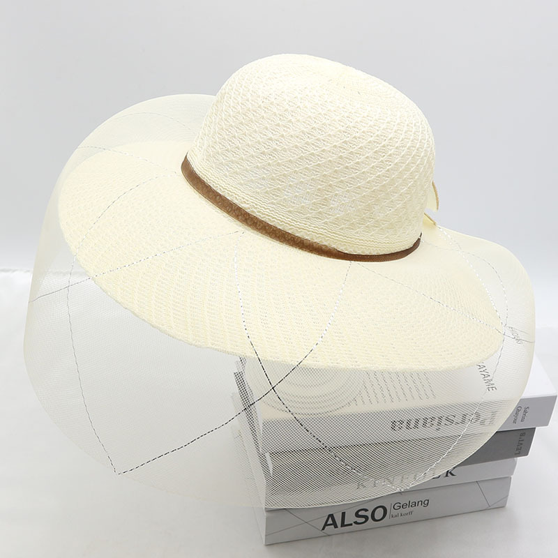 Nuevo sombrero de paja para mujer, sombrero de playa junto al mar, sombrero para el sol de verano de moda salvaje, protector solar, sombrero para el sol de protección UV