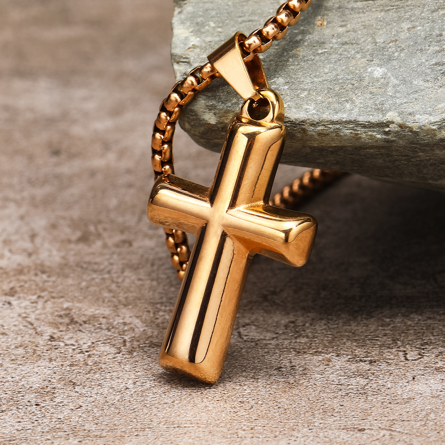 Unisex Gender 1 Piece 304 Stainless Steel Real Gold Plated Cross Pendant