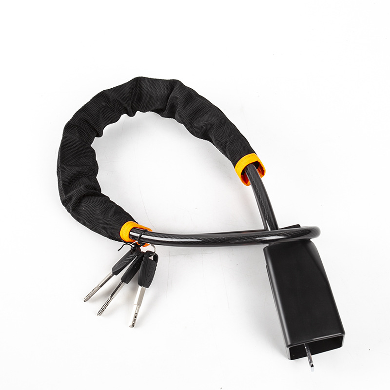 Universal Car Steering Wheel Lock Seat Belt Buckle Lock Thickened Steel Cable Anti-Theft (Car lock) - black
