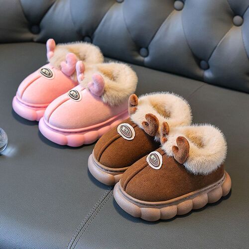 Children's winter cotton shoes, unisex new cartoon warm anti-slip home and outdoor baby cotton shoes