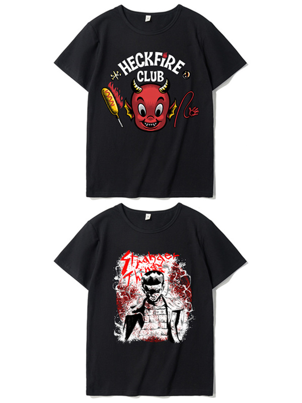 Strange Story Surrounding Same T-shirt Hellfire Club Co-brand cos Short-sleeved Men's and Women's Casual All-match Fashion Clothes