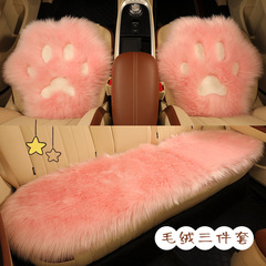 車のクッション冬のぬいぐるみのかわいい猫の爪の漫画の背もたれのない3つのセットの長い毛の厚い保温の女神