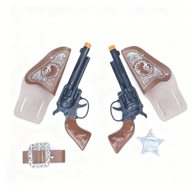 Accesorios de traje de samurai pistola de vaquero de oro plateado arma para niños juguete arma de vaquero occidental bufanda de revólver