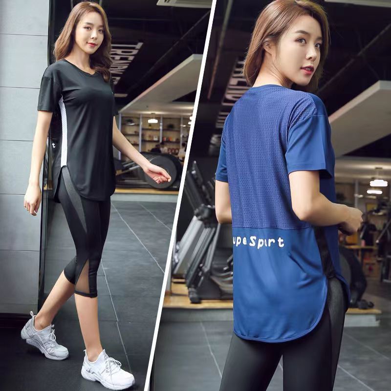 Fitness Clothing for Women Summer Quick-Drying Sports Large Size Loose Elastic 100kg Beginner Running Yoga Short-Sleeved T-Shirt Top