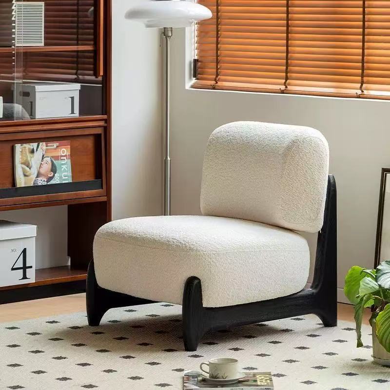Silla de sofá individual de sala de estar de estilo crema, balcón de lujo ligero, silla individual de ocio, sofá pequeño de diseño minimalista