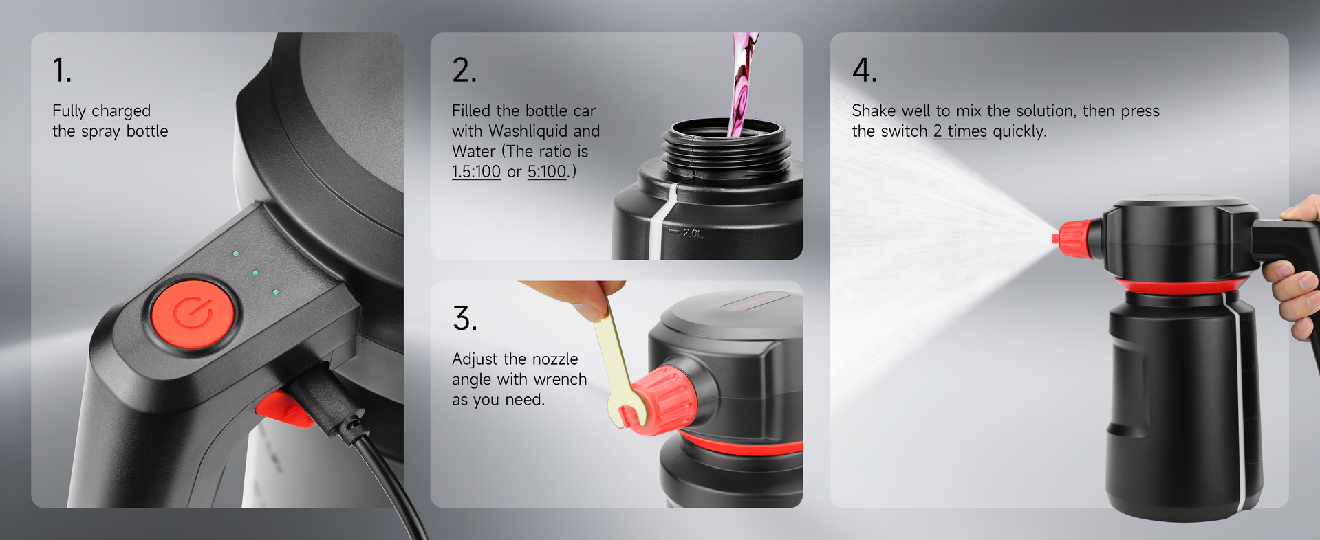 New electric car wash foam sprayer, high-pressure water sprayer, cleaning tool for home and car, hands-free pressurized sprayer