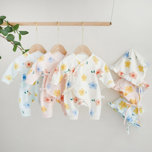 Newborn clothes, pure cotton jumpsuits, spring and autumn baby close-fitting clothes, newborn baby monk clothes, autumn clothes, butterfly clothes