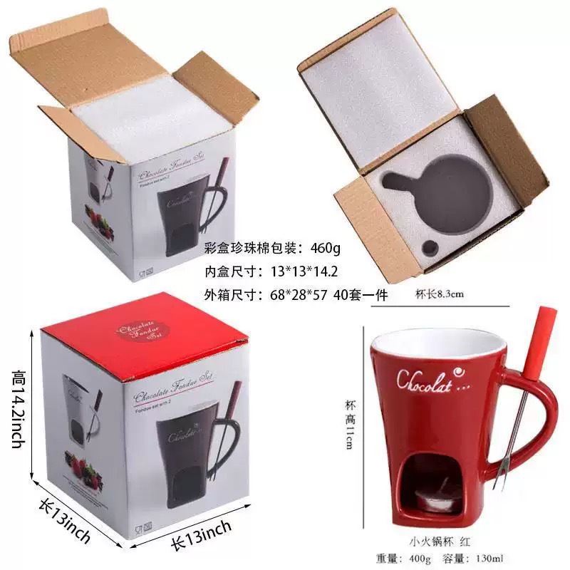 Creativo horno de fusión de chocolate de doble oído queso caliente taza de olla caliente restaurante vela grande tazón de cerámica