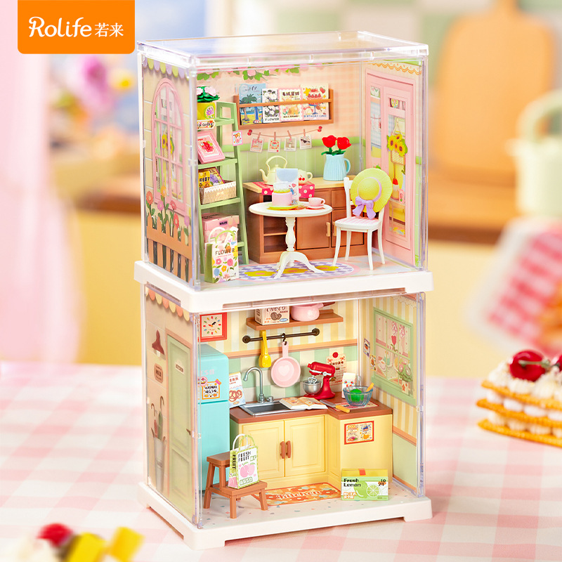 Rollife Ruo Lai Super World bricolaje hecho a mano cabaña mini modelo de casa bloque de construcción juguete mujer
