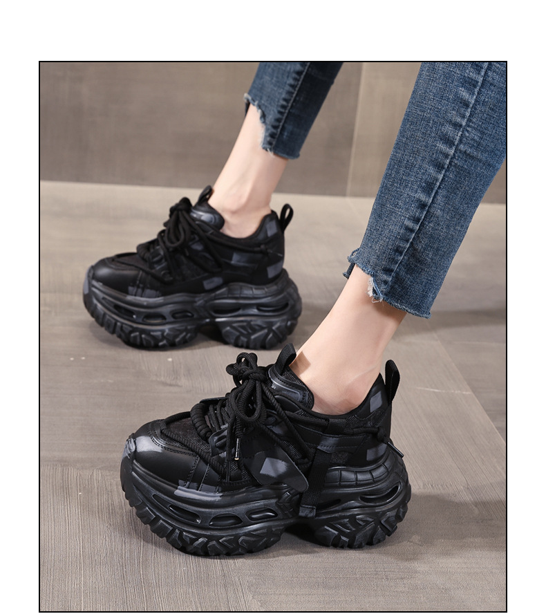 Giày sneaker nữ đế dày tăng chiều cao kiểu platform — màu đen chi tiết 15