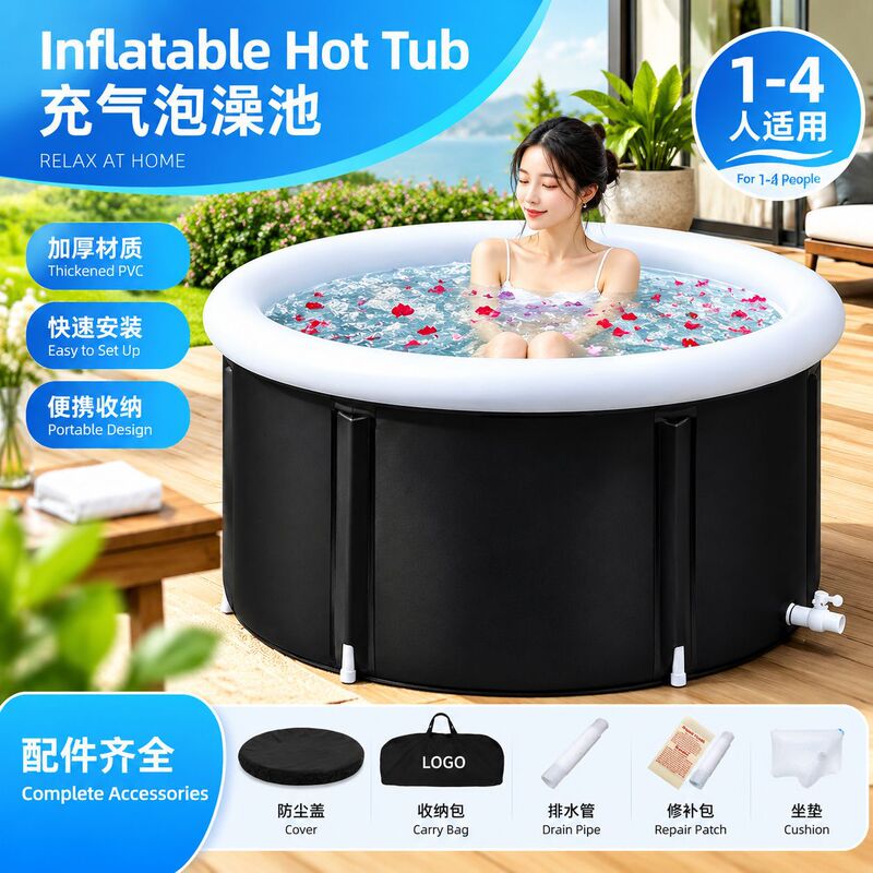 Foldable bathtub, no assembly required, with increased height and depth for a full-body soaking experience, suitable for adults and children, and features insulation for warmth during bathing Foldable bathtub, no assembly required, with increased height and depth for a full-body soaking experience, suitable for adults and children, and features insulation for warmth during bathing