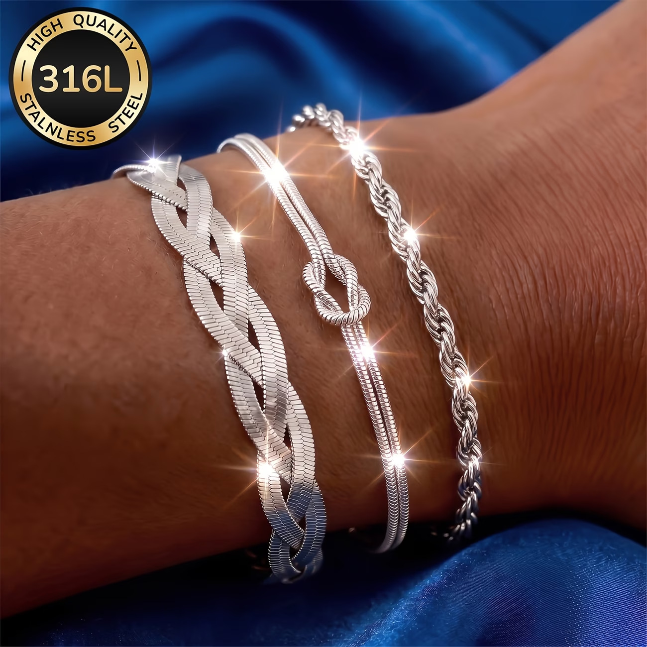 Knotted twist blade 3-piece set [steel color] / Length: 17+5cm