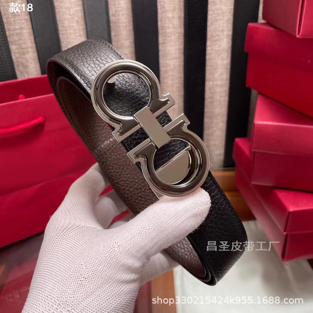 18. 더블 실버 버클 + 블랙 브라운 (리치 패턴)