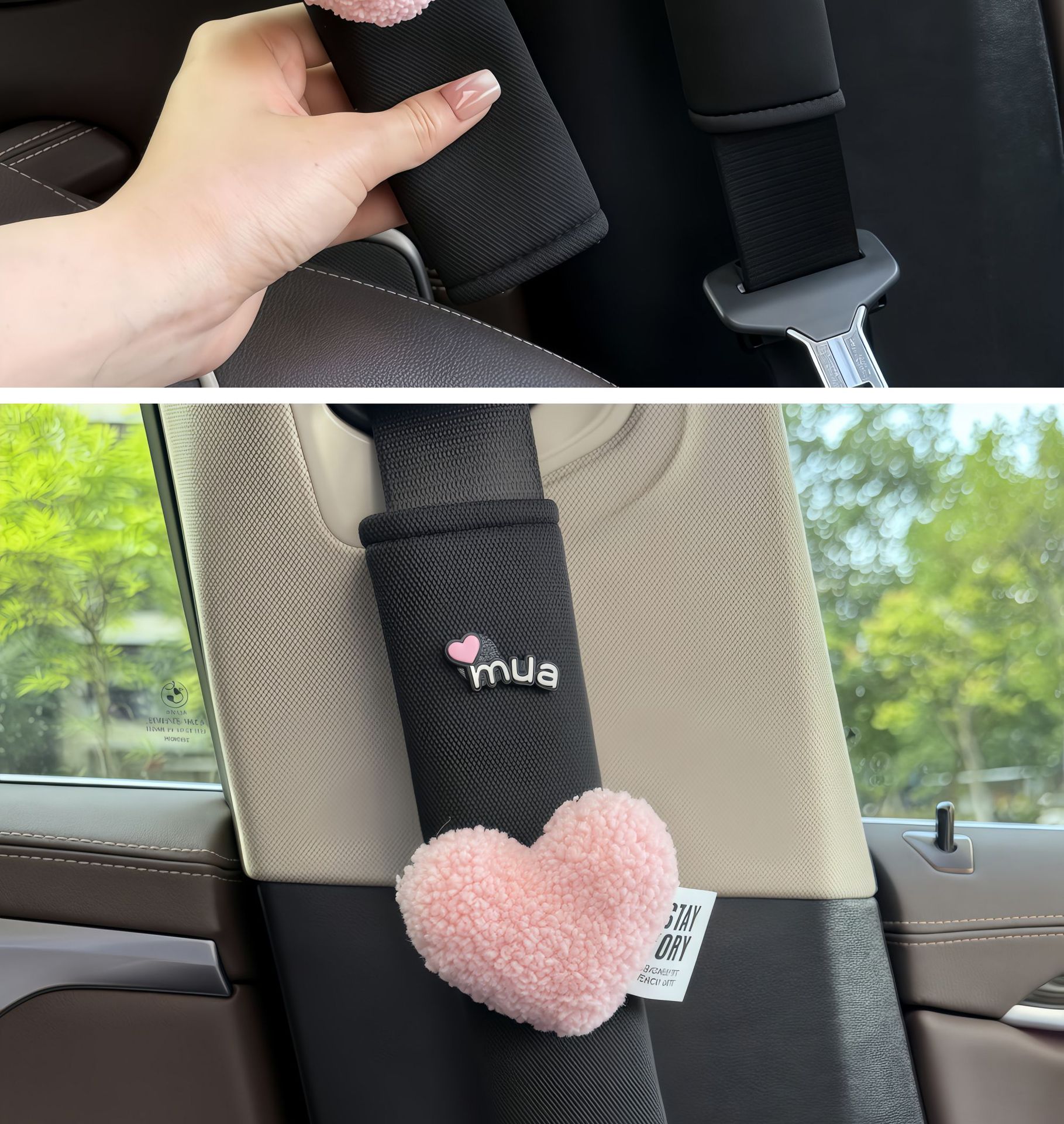Seat Belt Shoulder Protector, Soft Anti-Wear Clothing, Breathable Anti-Strangle Shoulder Safety Belt Protective Cover, Universal Car Heart Decoration
